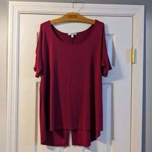 4/$25! Spense Fuscia Flowy Hi-Low Top W/ Shoulder Cutouts - Sz XL